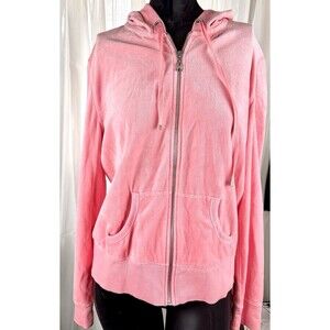 Victoria's Secret PINK Velour Soft Velvet Size Large Full Zip Hoodie Color Pink